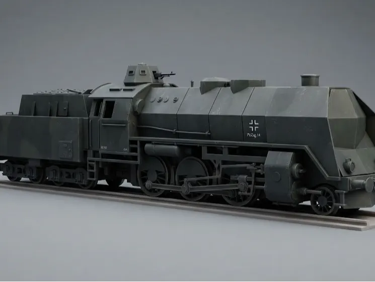 Estante o repisa: WWII Armored Military Steam Locomotive Model. Referencia del modelo original.