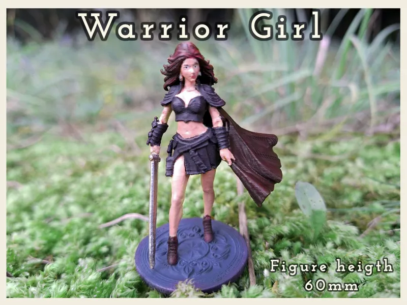 Warrior Girl Mini Figure (Detailed 3D Mesh)