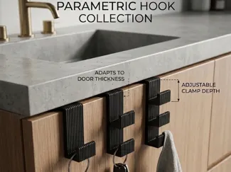 Gancio Parametrico porte e ante in stile Japandi