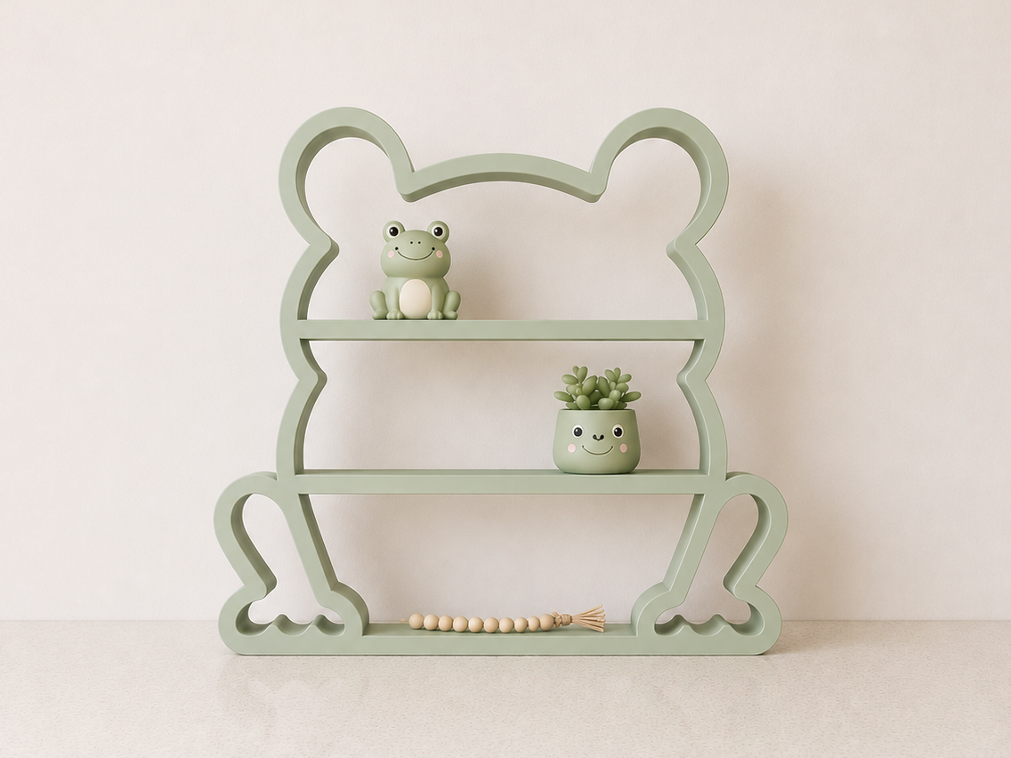 Cute Frog Mini Shelf | Nursery Decor | No Supports