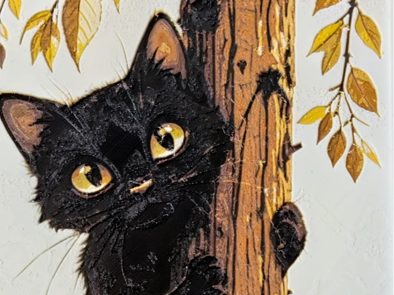 Autumn's Curious Guardian - HueForge - Black Cat