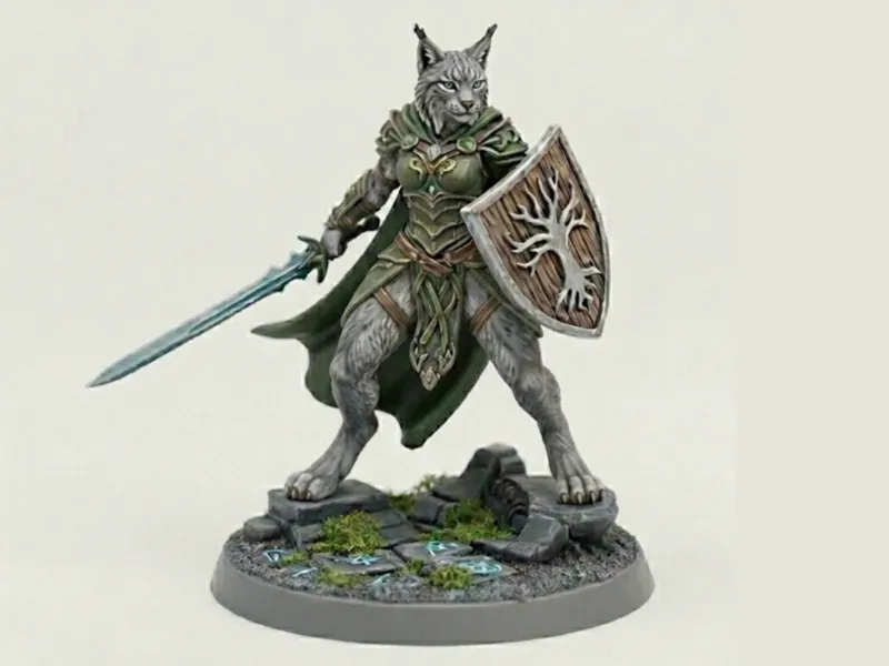 Tabaxi Lynx Druid/Ranger D&D Miniature (43mm)