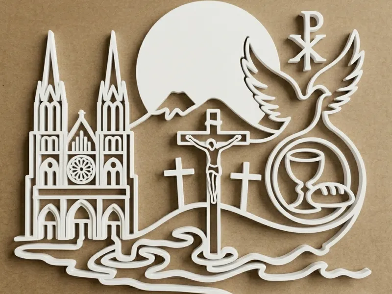 Art Mural Chrétien - Silhouette Épurée 3D