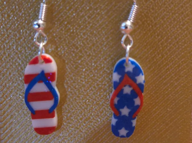 Stars and stripes flip flop earring