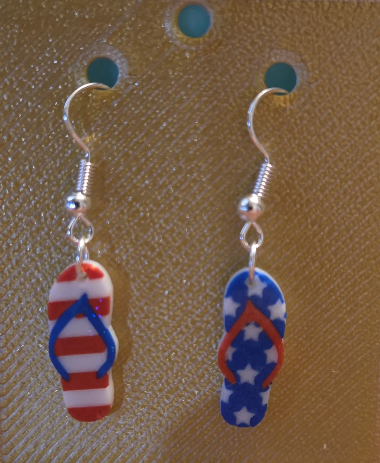 Stars and stripes flip flop earring view 2