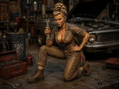 Pinup Girl Car mechanic