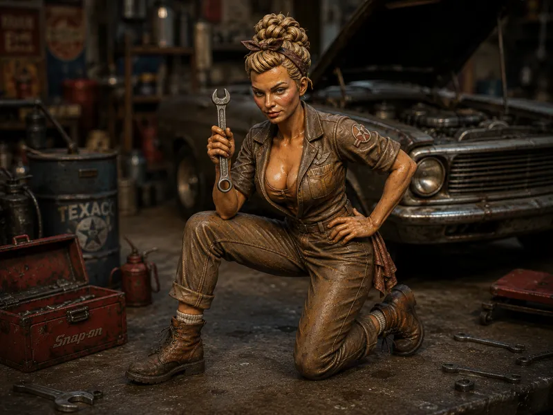 Pinup Girl Car mechanic