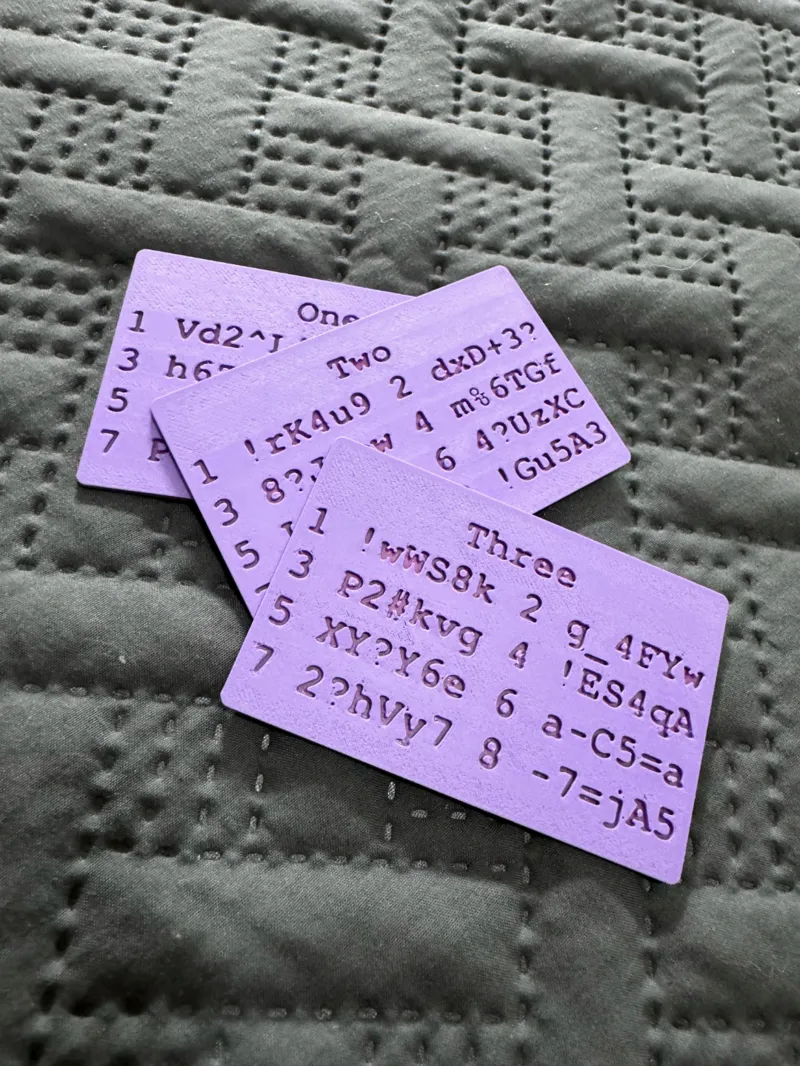 Handy secure password cards