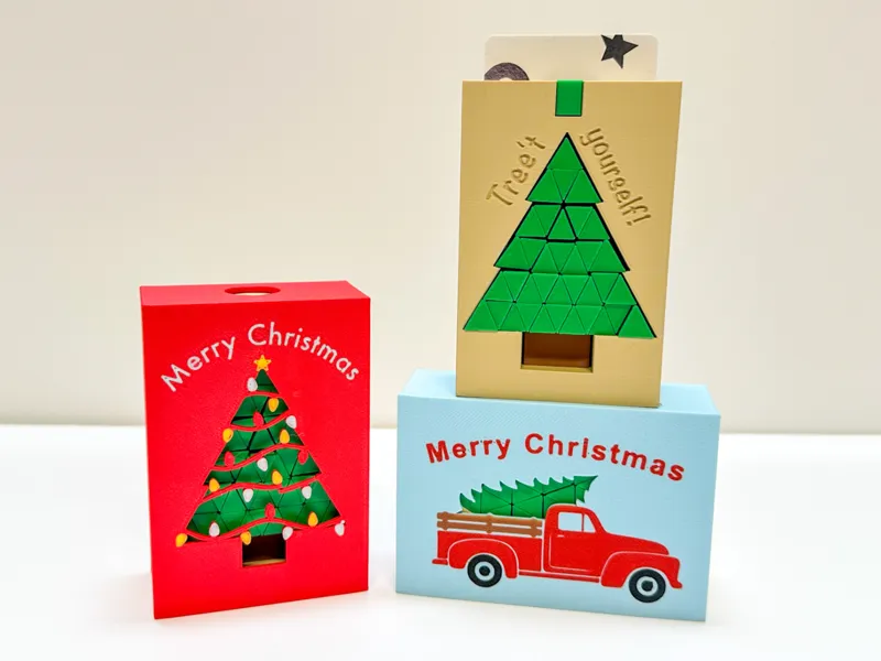Merry Christmas Gift Card Box w/ Pixel Tree Fidget