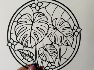Décoration mural effet vitrail - Monstera