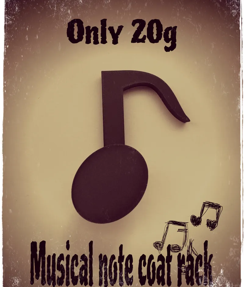 Musical note coat rack without screws