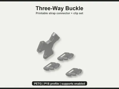 Three-Way Buckle - Strap Connector 3MF