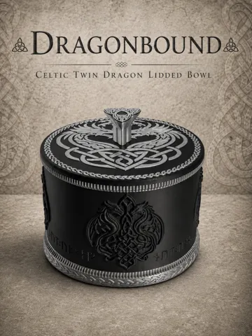 Adorno temático: Dragonbound – Celtic Twin Dragon Lidded Bowl — vista de referencia 2