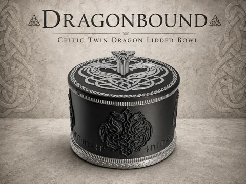 Adorno temático: Dragonbound – Celtic Twin Dragon Lidded Bowl — referencia de MakerWorld