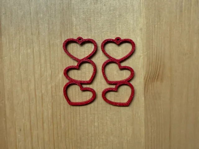 Triple Heart Earrings