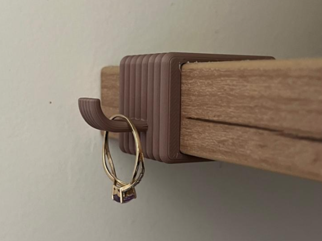 Ribbed Shelf Ring Holder – 25 mm Slide-On Hook