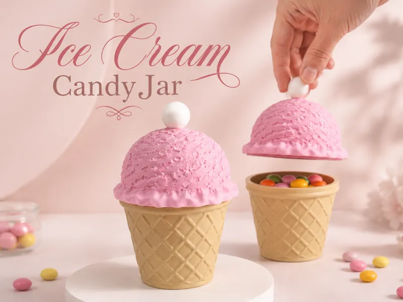 Ice Cream Cone Jar – Storage Container with Lid