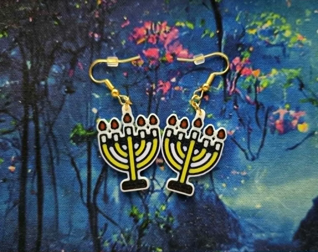 Menorah Earrings view 2