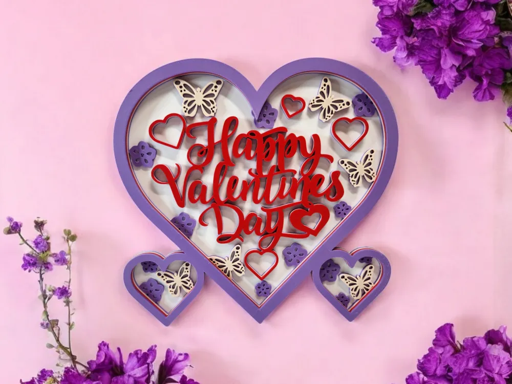 Happy Valentines Day - Heart Shaped Wall Art by Jamboodle - MakerWorld