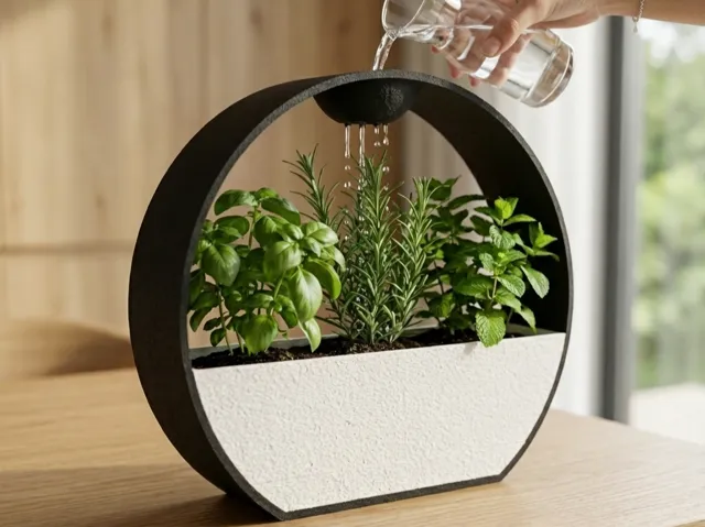 ZenRain: Stone Effect Self-Watering Planter
