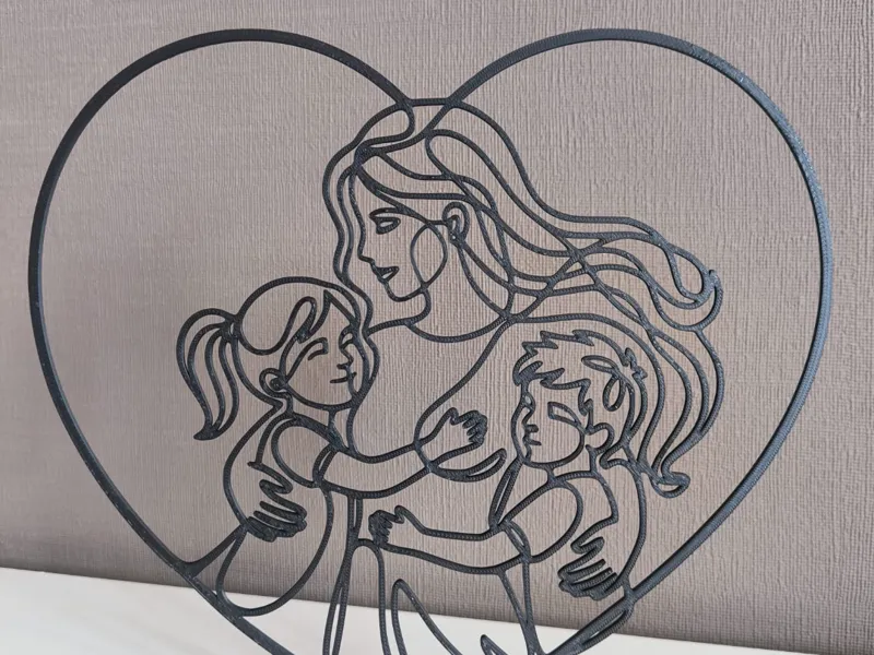 Heartfelt Connection: Mother & Children Line Art