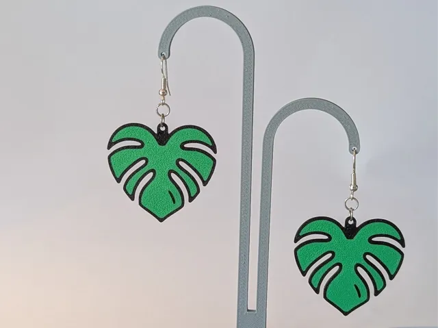 Lovely Heart Shaped Monstera Leaf Earrings