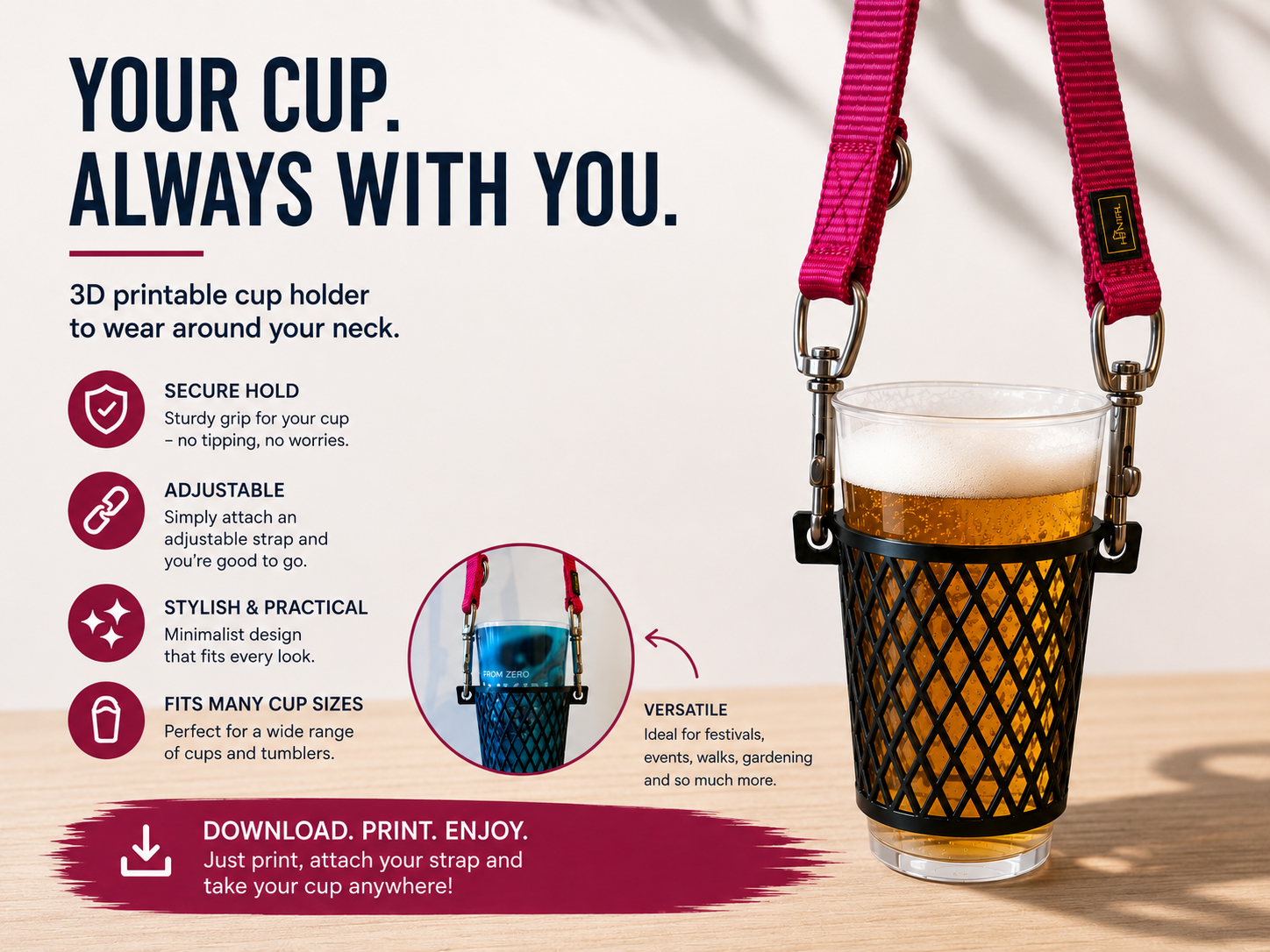 Portable Cup Holder - Hang it around your neck