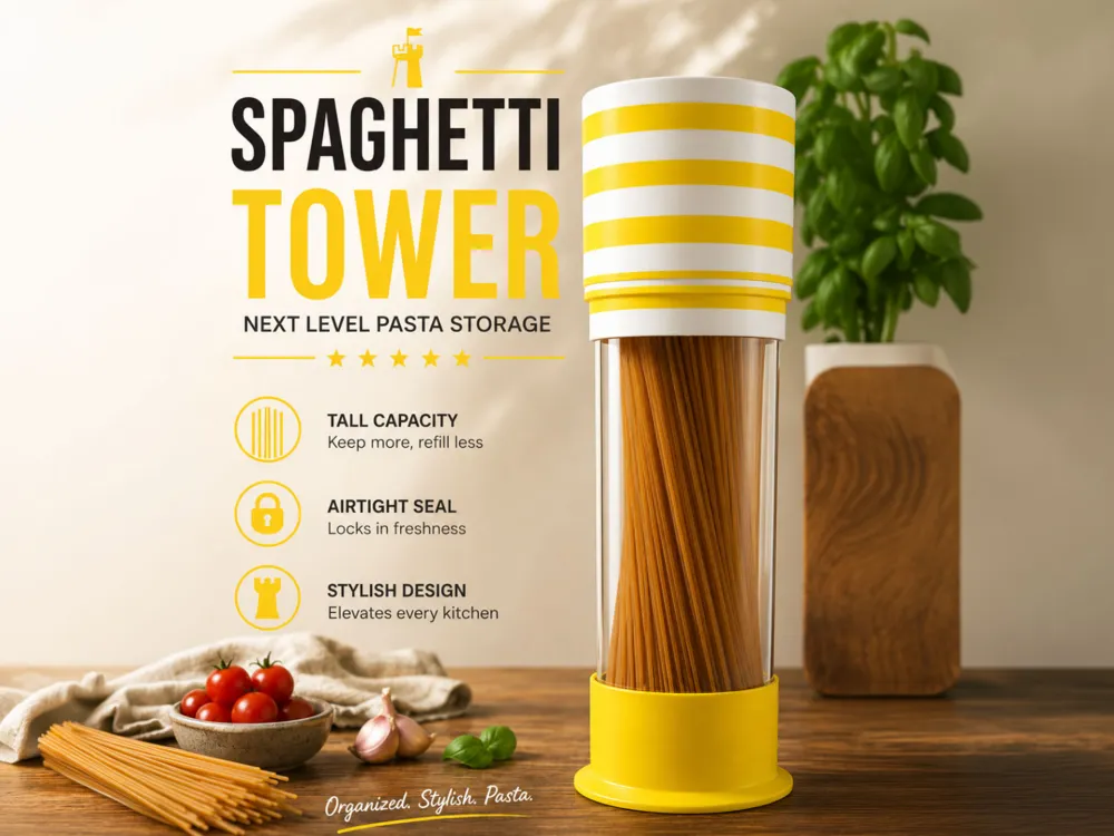 Spaghetti Tower – Modern Pasta Storage Container - Free 3D Print Model ...