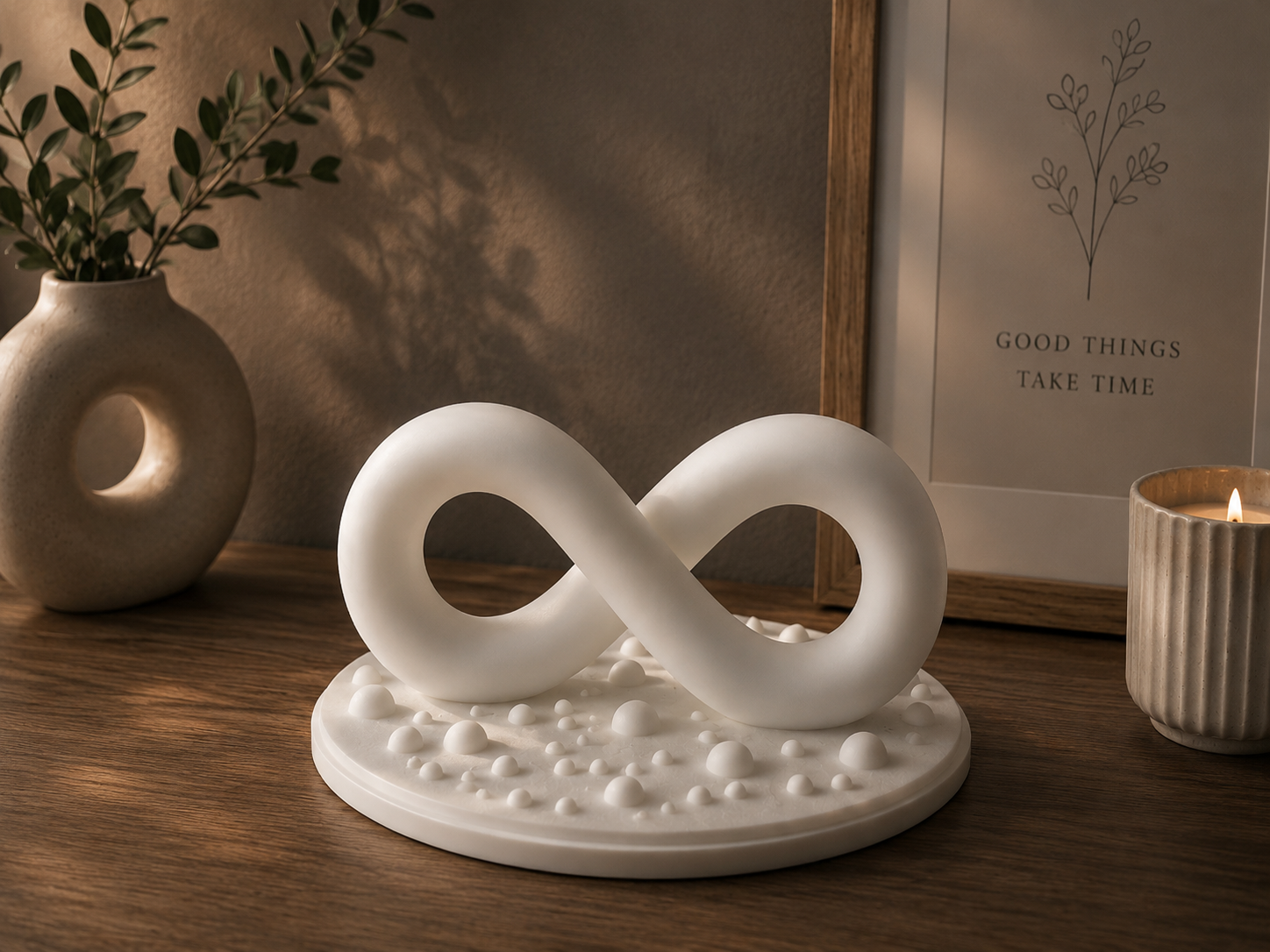 Infinity Loop Sculpture – Modern 3D Printed Decor