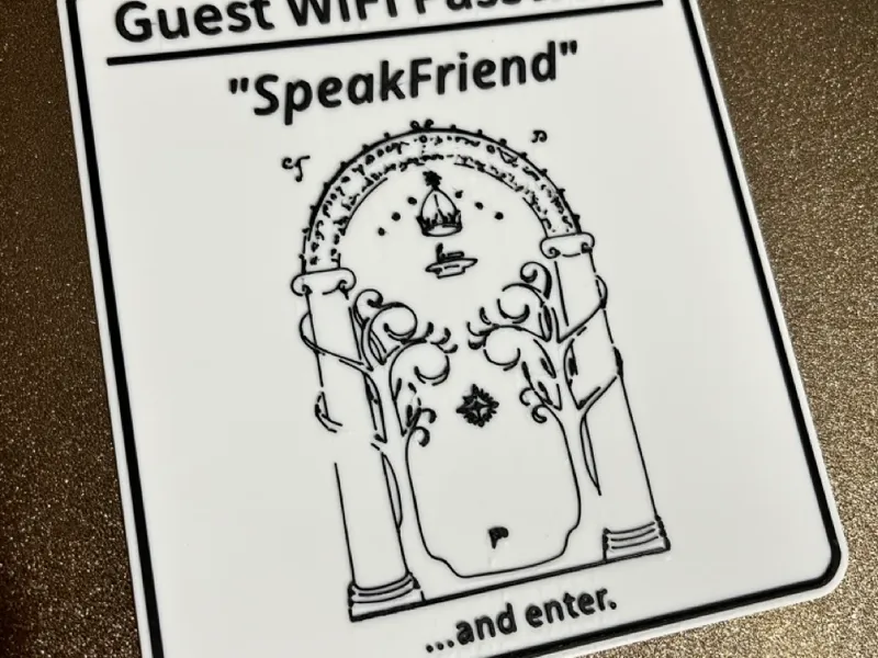 Door of Durin Guest WiFi sign