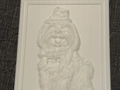 Cute puppy relief sculpture 