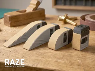 RAZE – Schleifblock-System mit Spannmechanismus