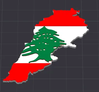 Lebanon map with flag