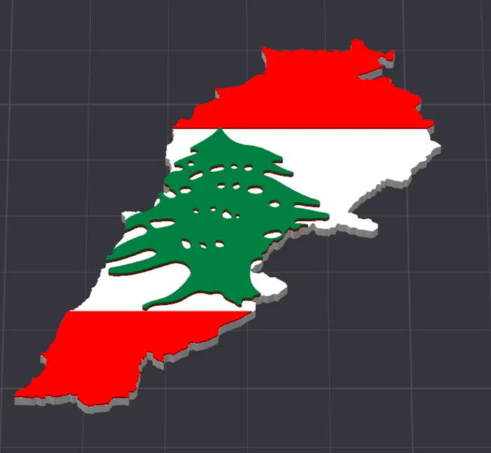Lebanon map with flag