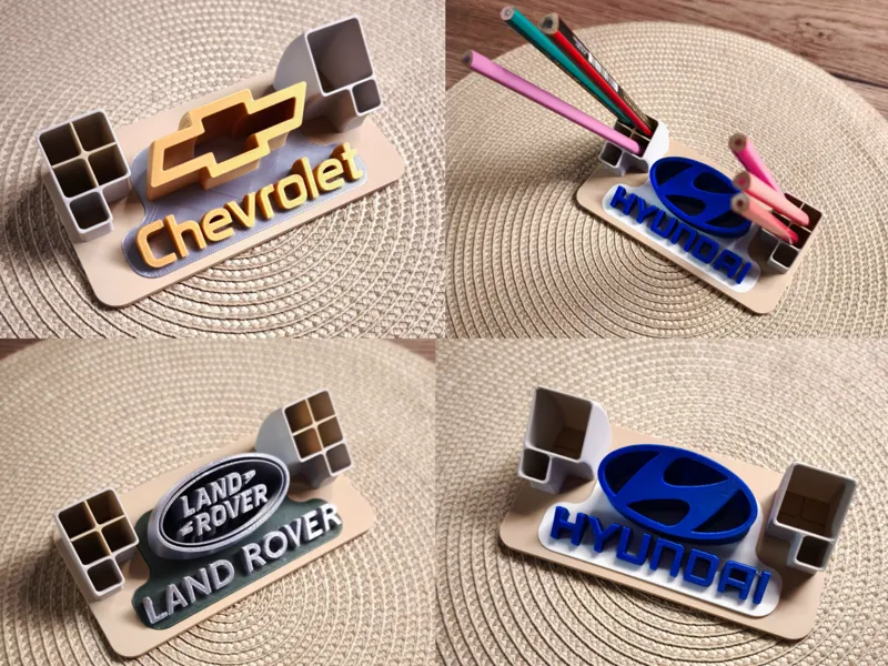 Car logo stand with pen insert