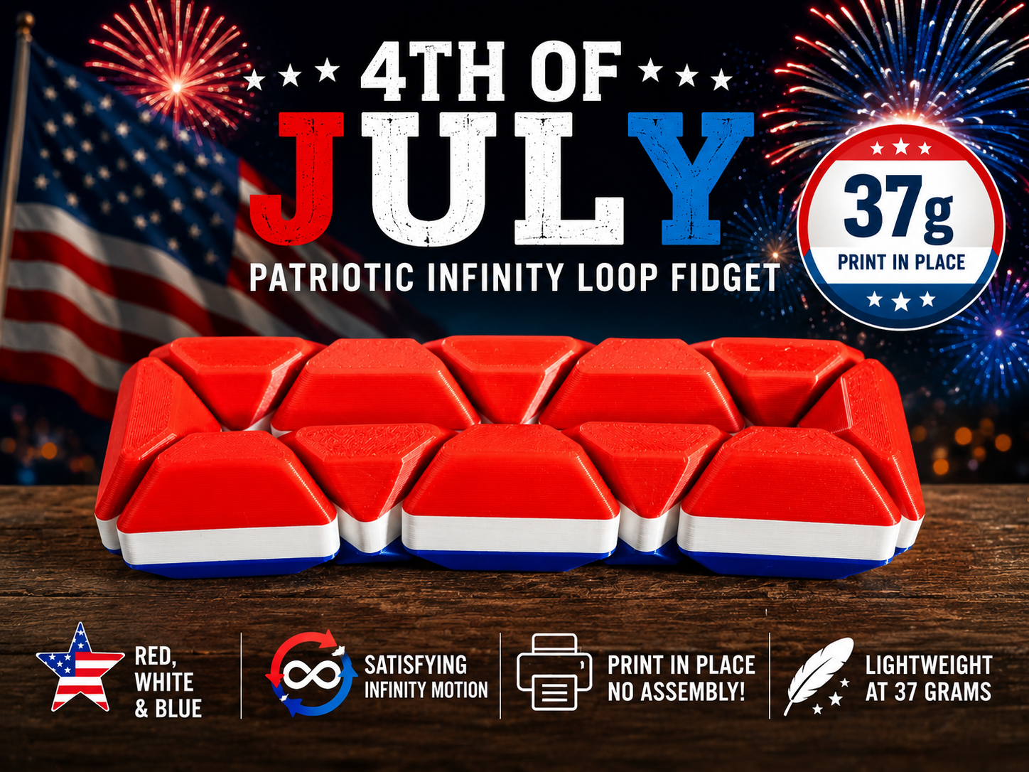 4th of July Patriotic Infinity loop fidget