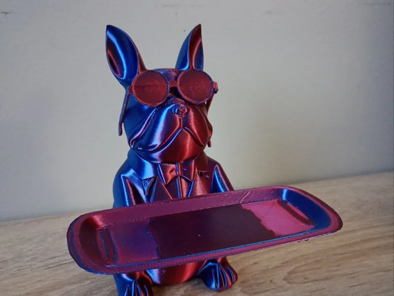 Fancy Bulldog holding a tray