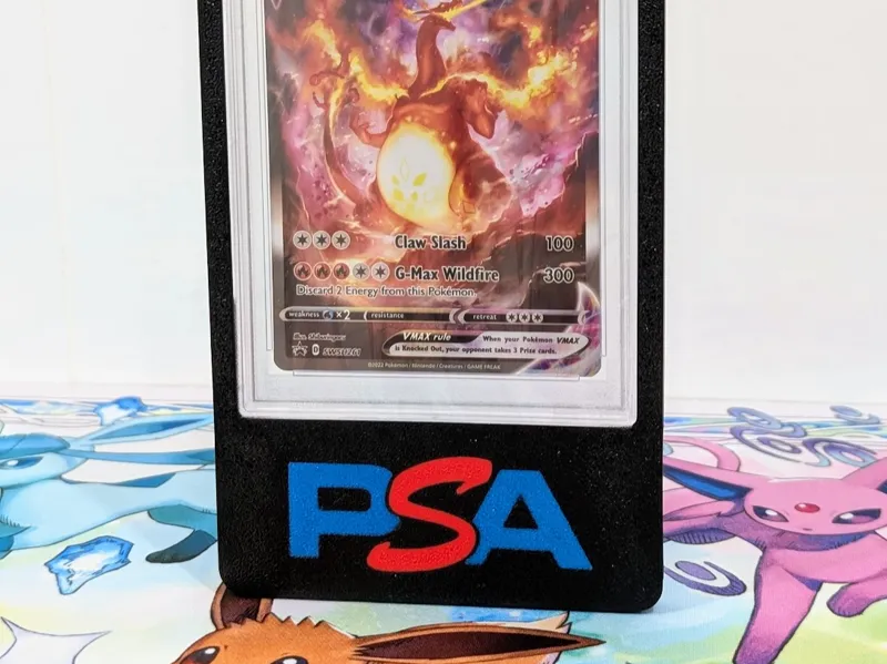 PSA Graded Card Stands with PSA Logo