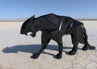 Polygonal Panther 3D Model