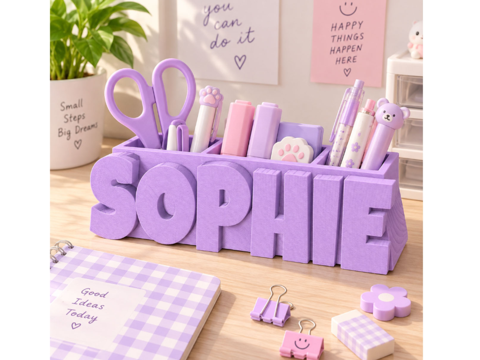 Parametric Custom Name Desk Organizer & Pen Holder - 1