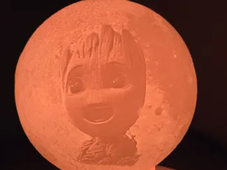 Lithophane Mondlampe, Baby Groot