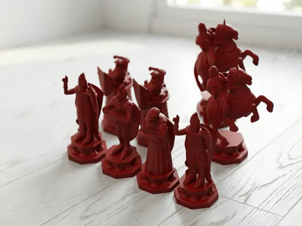 Jeu d'échecs sculpté rouge