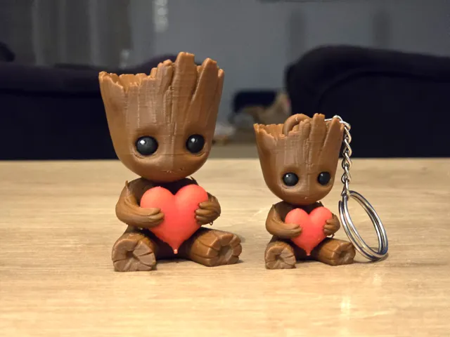 Valentine's Baby Groot figurine and keychain