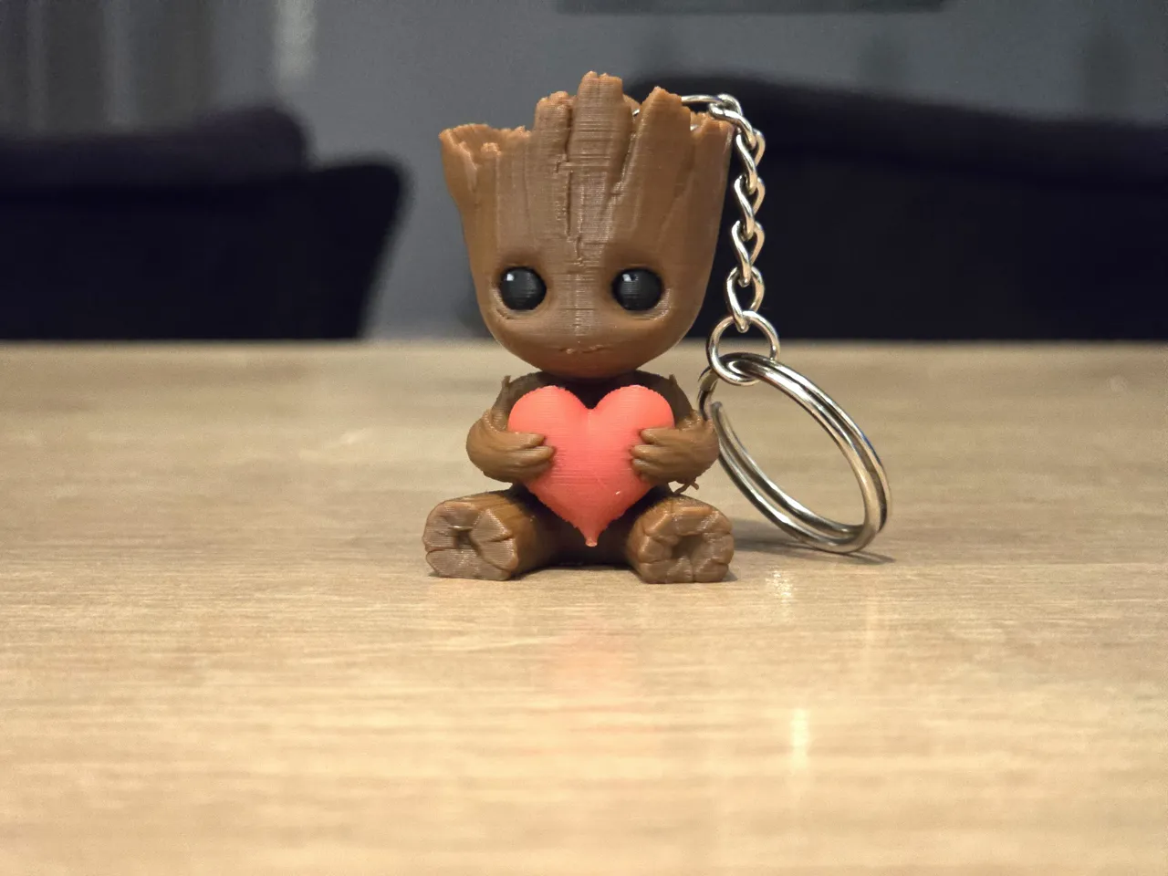 Valentine's Baby Groot figurine and keychain view 3