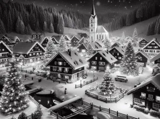 Winterlandschaft im Wald / Weihnachtsdorf