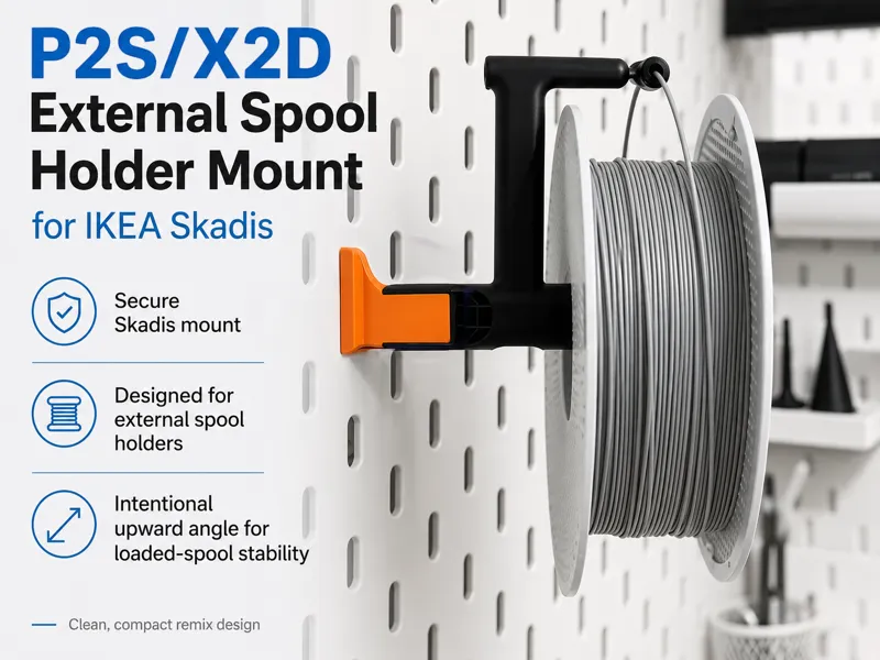 P2S/X2 External spool holder mount for Ikea Skadis