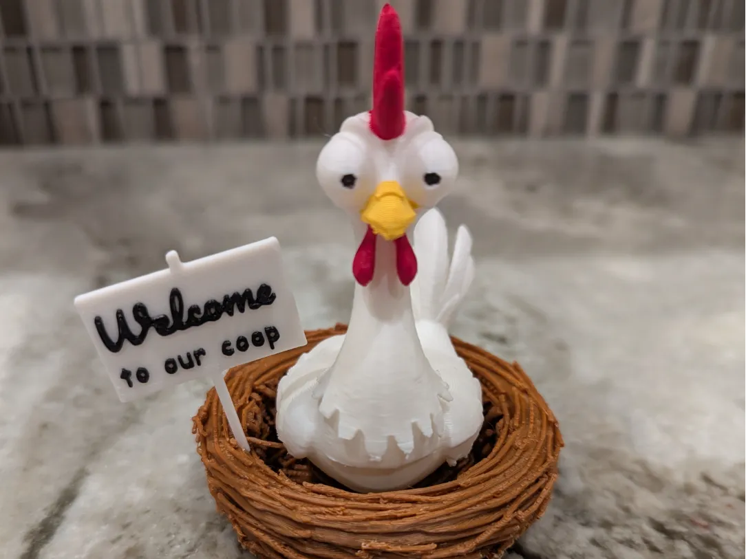 Poule porte-message décorative