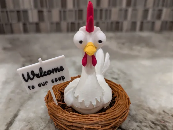 Poule porte-message décorative