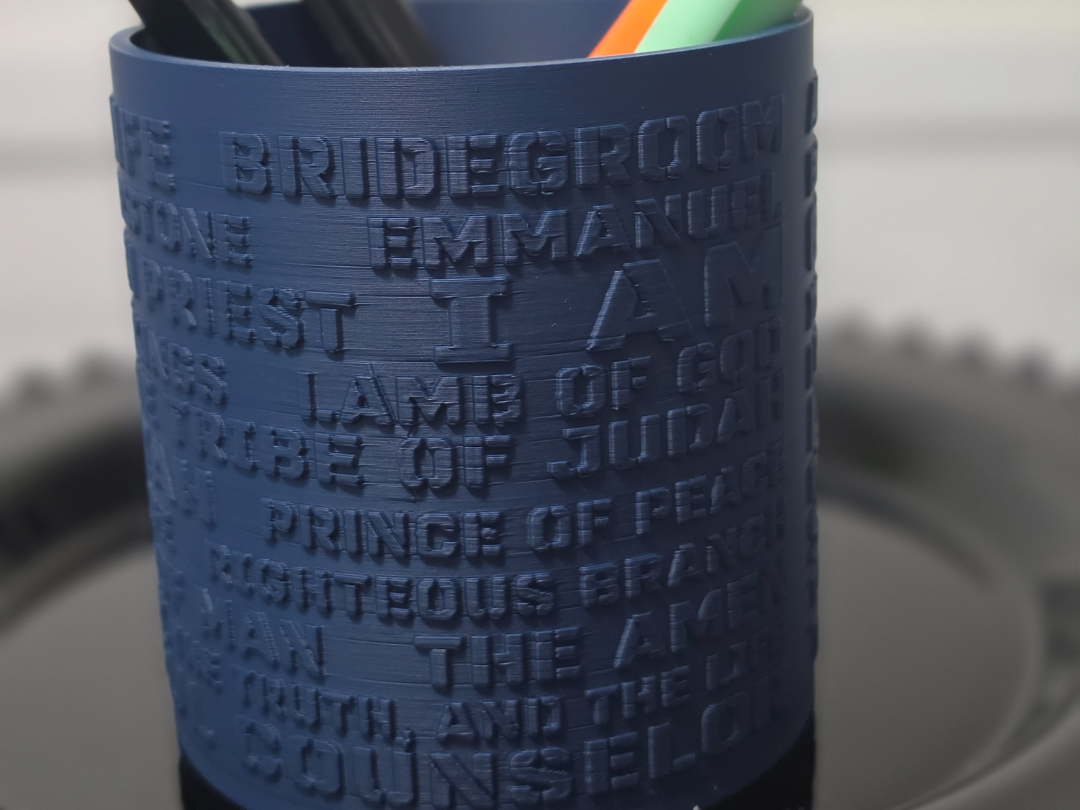 Names of Jesus Pen Cup Raised letters