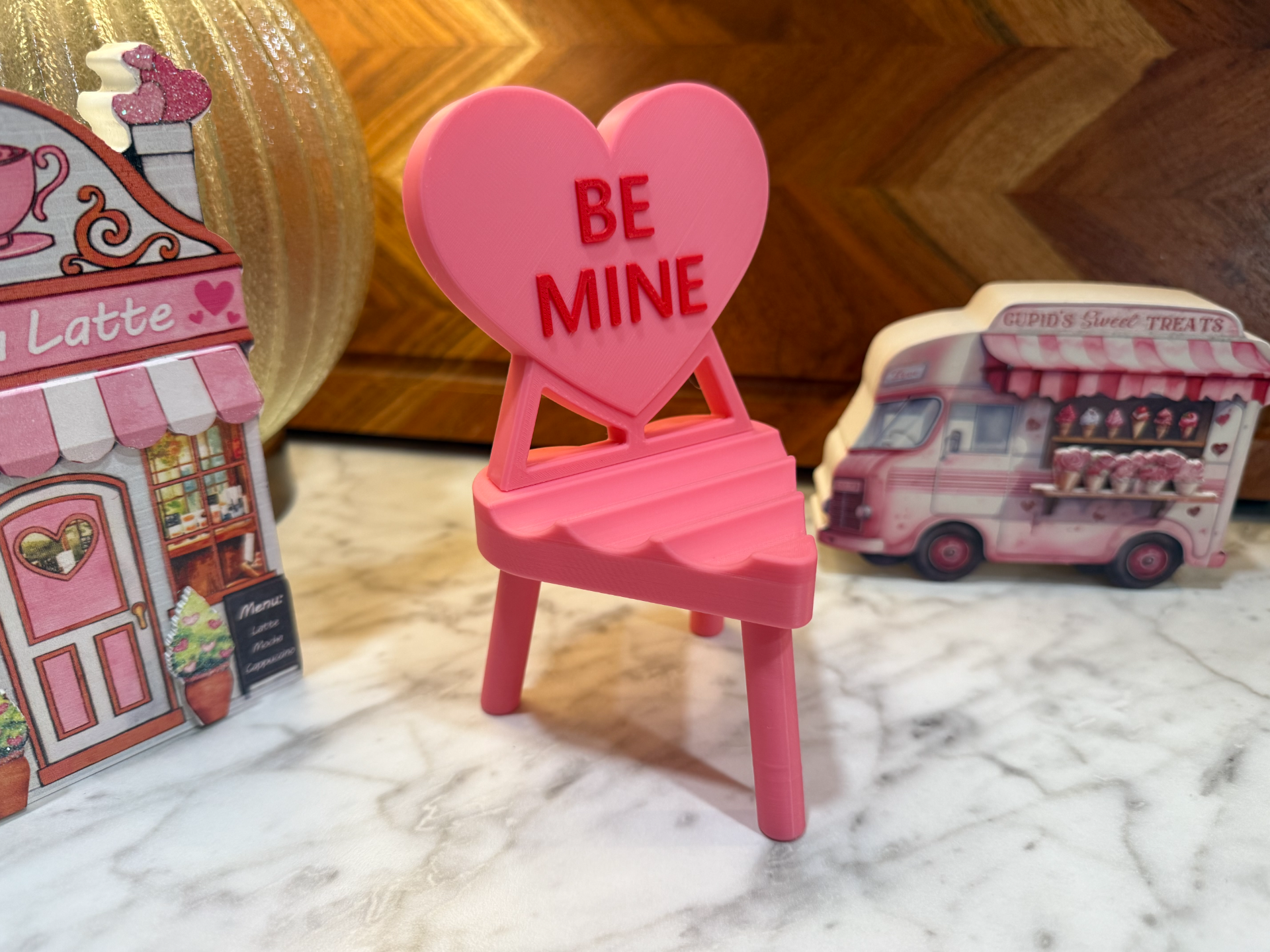 Valentine’s Day “BE MINE” Heart Chair Phone Stand
